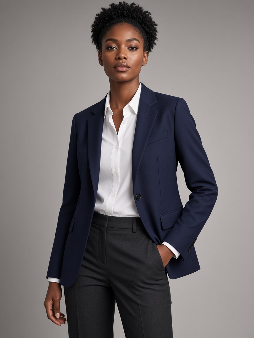 Navy blazer worn look