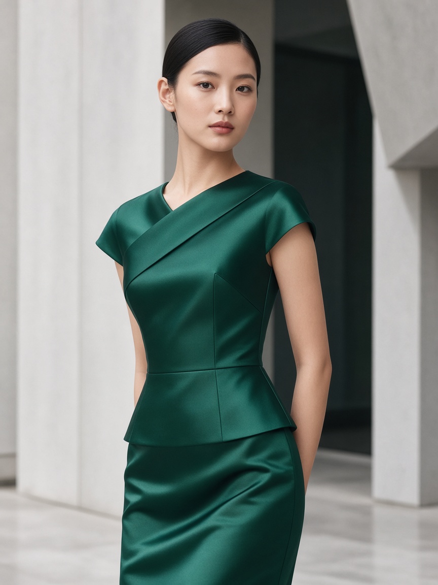 Dress look: emerald satin cocktail dress